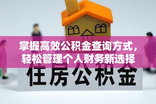 乌拉特后旗掌握高效公积金查询方式，轻松管理个人财务新选择