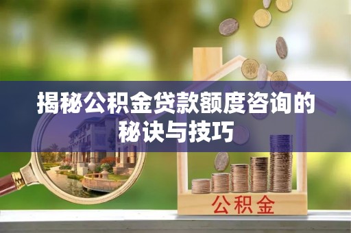 乌拉特后旗揭秘公积金贷款额度咨询的秘诀与技巧