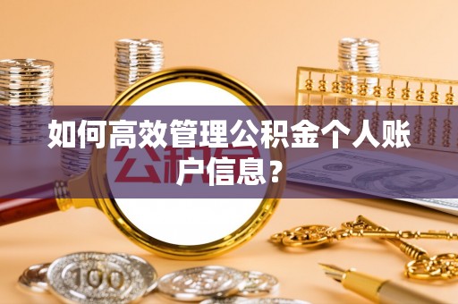 乌拉特后旗如何高效管理公积金个人账户信息？